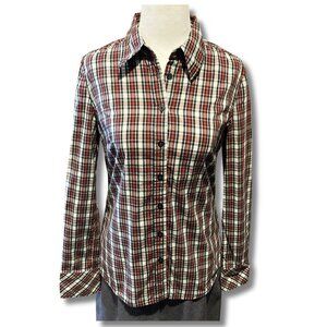 JACOB Black red white plaid button-down shirt ~ Vintage Y2K SMALL MEDIUM blouse